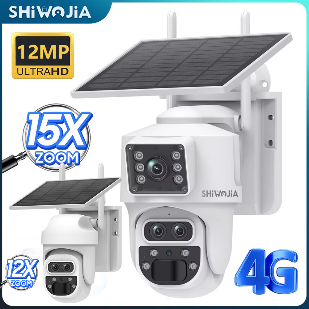 Home Security Outdoor Cameras - SHIWOJIA 12MP 6K 15X Zoom Solar