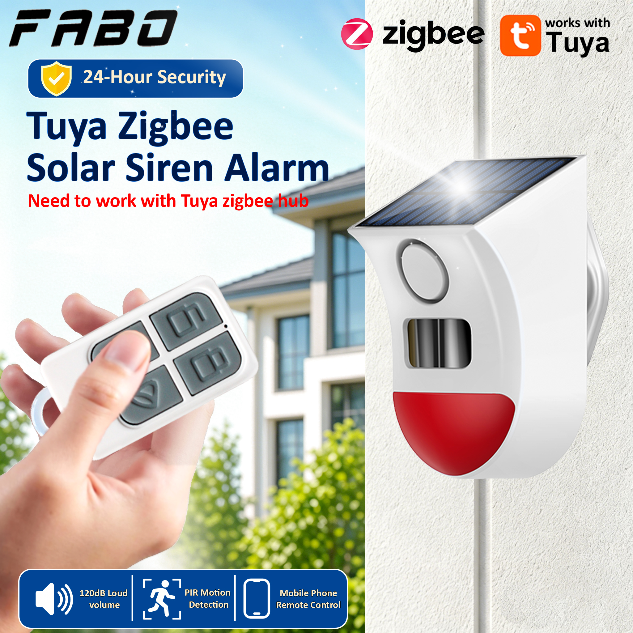 Home Security Yard Sensors - Zigbee Solar Motion Sensor Alarm 2in1