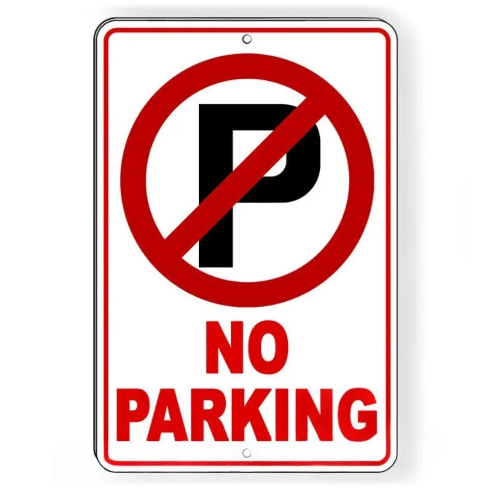 Home Security Logo - No Parking Symbol Warning Metal Tin