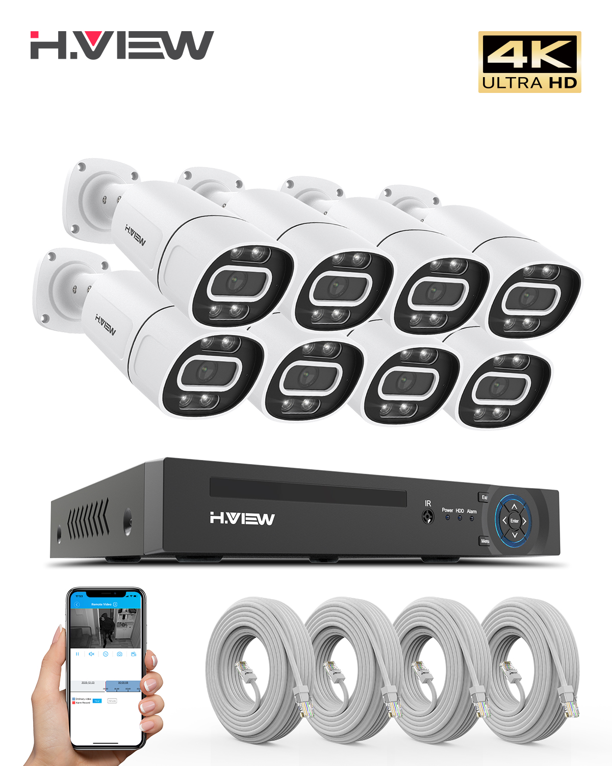Home Security Outdoor Cameras - H.View 4K 5Mp 8Mp poe Cctv