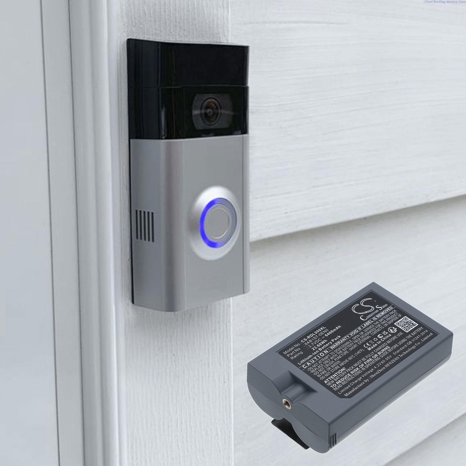 Home Security Ring Camera - 3.7V 5200mAh/6400mAh Replacement Home Security Camera