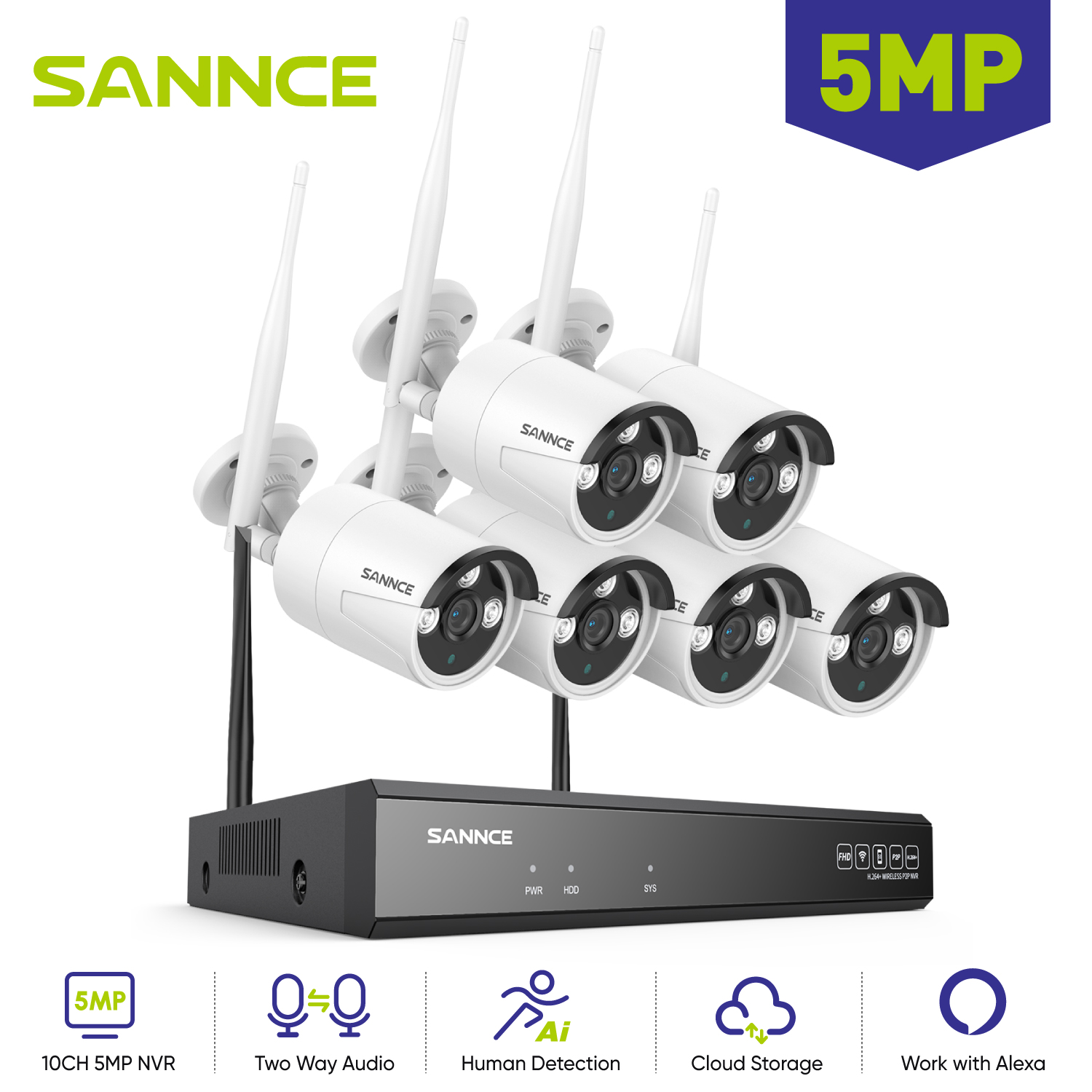 SANNCE 6PCS 5MP Wifi Camera IP - Home Security Outdoor Cameras recensie en prijs