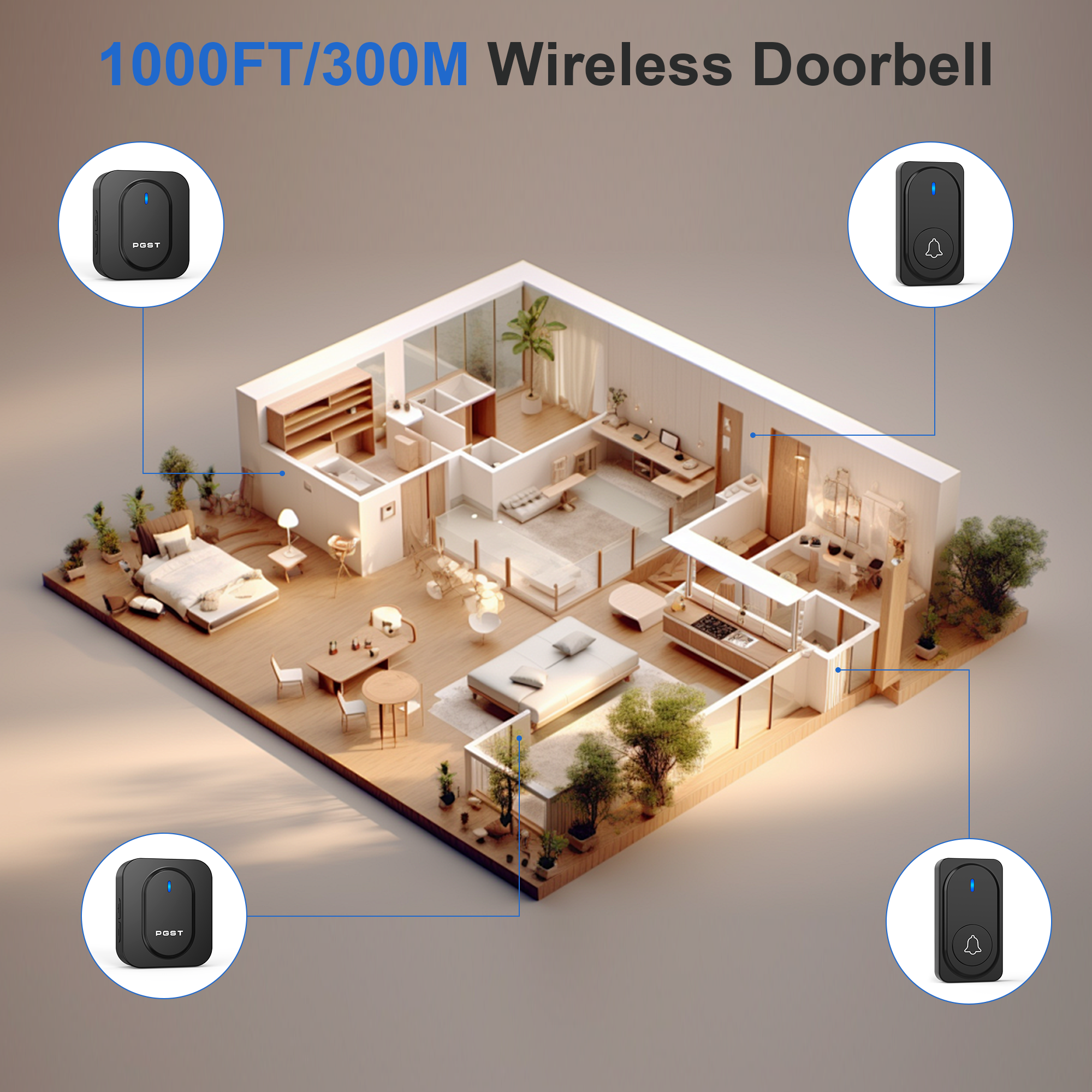 PGST Wireless Doorbell 36 Chim - Home Security Lights recensie en prijs