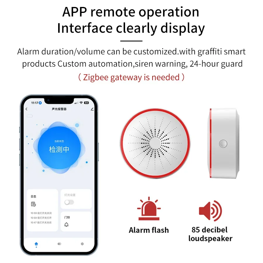 Tuya ZigBee Smart Siren 85DB W - Home Security Lights recensie en prijs