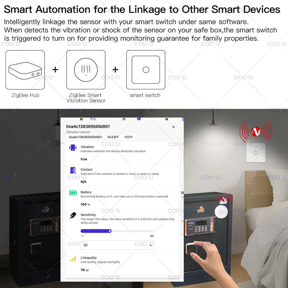 ZigBee 3.0 Vibration Sensor Re - Home Security Alarm recensie en prijs
