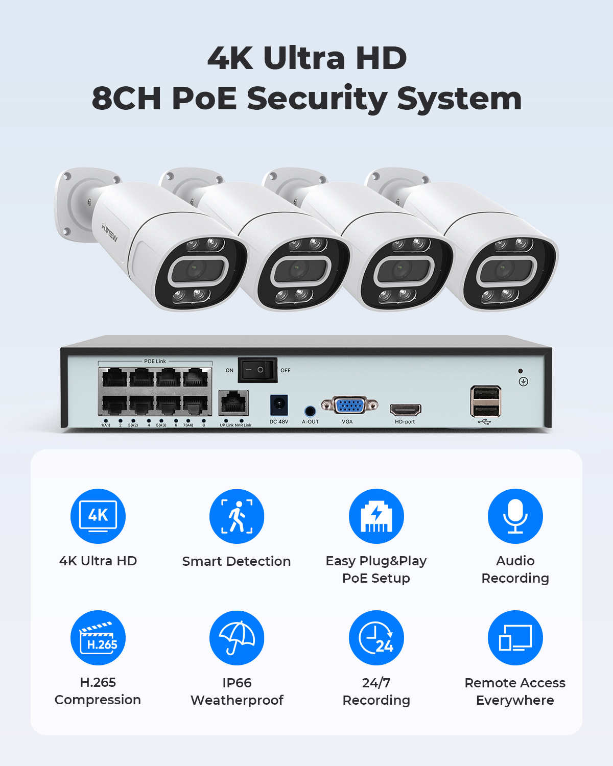 H.View 4K 5Mp 8Mp poe Cctv Sec - Home Security Outdoor Cameras recensie en prijs